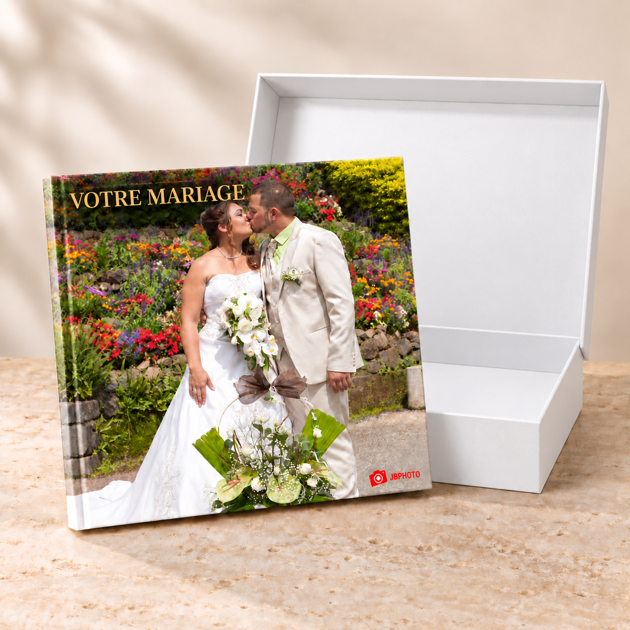 Livre photo carré personnalisé et coffret blanc